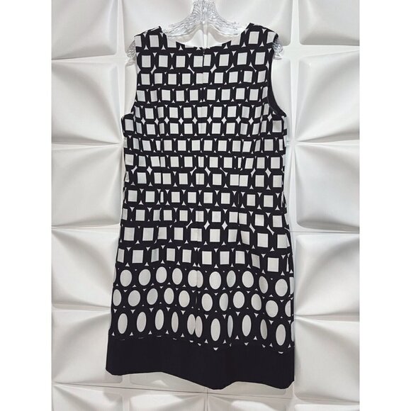 Studio I Sz 16 Black Contrast Geometric Print Shift xl Sheath Tunic Dress - Picture 2 of 5